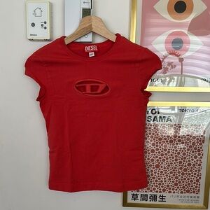 Diesel Red Fitted Short Sleeve T-Shirt